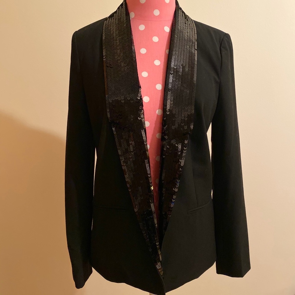 Michael Kors Elegant Sequined Black Blazar Lined